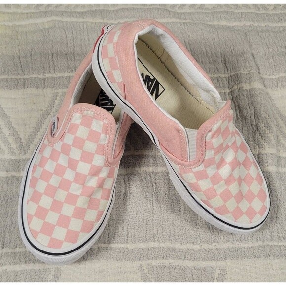 Vans Kids Classic Slip-On Pink Checkerboard Sneakers Size 1 - Picture 1 of 8